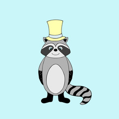 Vector baby raccoon. Cartoon illustration