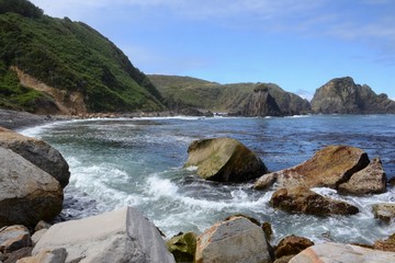 Beautiful coastline scene from the Pacific coast of Chiloe in Southern Chile