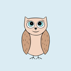 Vector baby owl. Cartoon illustration