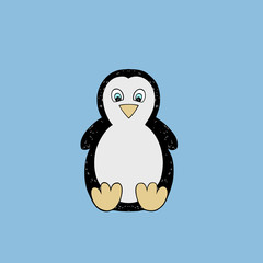 Vector baby penguin. Cartoon illustration