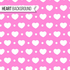 Valentine's day hearts and dots on soft pink background, seamless pattern. Vector illustration. Romantic texture design