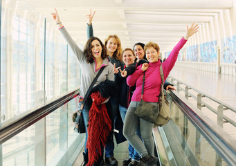 Portrait of beautiful five friends traveling together - 136428180