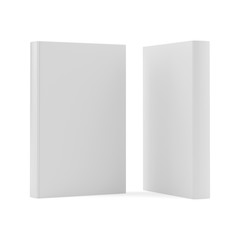 Blank two book cover template on white background. 3d rendering
