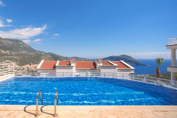 Empty swimming pool on the roof