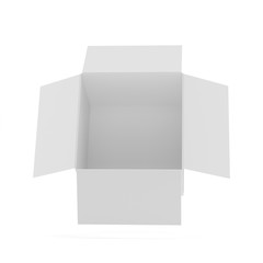 Open cardboard box on white background. 3d rendering