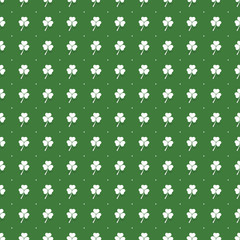 Abstract Seamless White and Green Shamrock Pattern - Saint Patrick's Day Card or Background Vector Design
