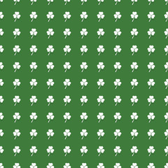 Abstract Seamless White and Green Shamrock Pattern - Saint Patrick's Day Card or Background Vector Design