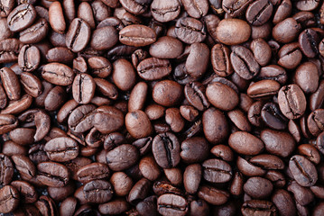 Close-up of coffee beans background.