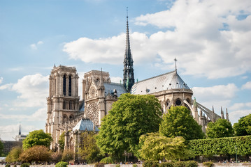 Fototapeta na wymiar The Cathedral of Notre Dame de Paris, France, Spring