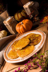 Potato pancakes with pumpkin puree