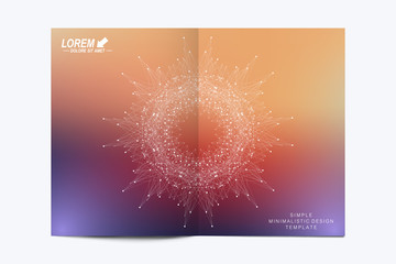 Modern vector template for brochure, Leaflet flyer, advert, cover, catalog, magazine or annual report. Business, science, medical design. Scientific pattern structure molecule DNA. Card surface.