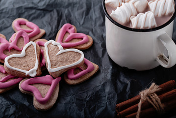 Hot cocoa with marshmallows with cookies 