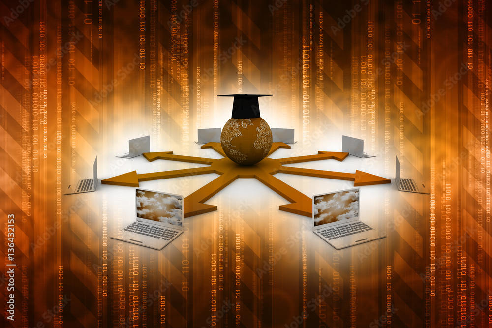 Poster 3d rendering technology computer network