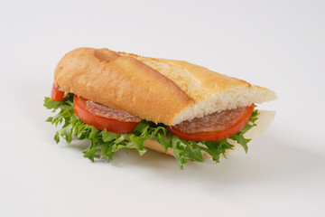 fresh sandwich with salami
