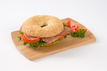 bagel sandwich with salami