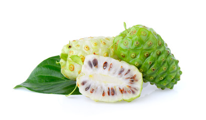 Noni fruit on white background