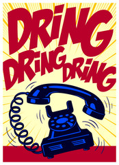 Retro phone ringing loudly vintage telephone pop art comic book style vector illustration