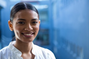 Business executive smiling in office