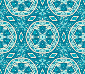 Abstract blue geometric mosaic seamless pattern