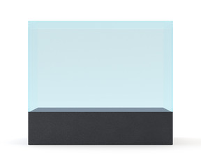 3D rendering. Empty Glass Showcase for Presentation. mockup template for design