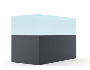 Empty glass shop showcase, display box. 3d rendering