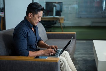 Business executive using laptop