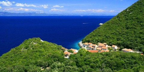 Small picturesque village on island Lastovo in Croatia, Mediterranean landscape