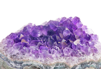 lilac amethyst druse isolated on white