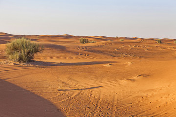 Dubai, UAE - Oct 20, 2016. Man walking in desert.