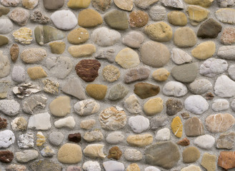 Rock wall of natural river stones