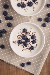 Naturjoghurt mit Heidelbeeren und Leinsamen