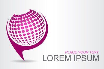 Logo stylized spherical surface with abstract shapes