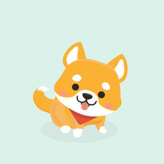Vector illustration of cute Shiba Inu dog. 
