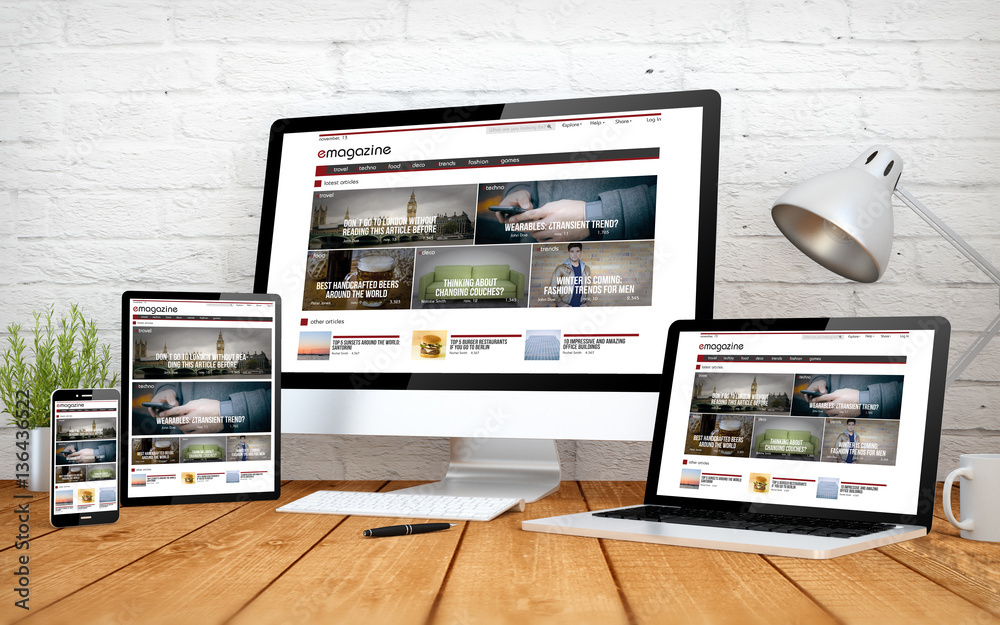 Wall mural e-magazine screen multidevices