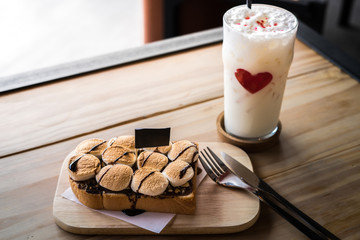 Coco marshmallow Toast with white chocolate