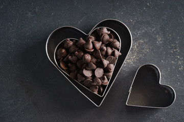 heart shape cutters with chocolate chip