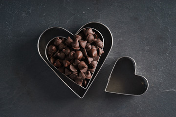 heart shape cutters with chocolate chip