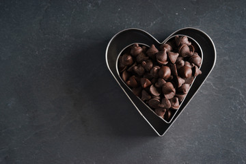 heart shape cutters with chocolate chip