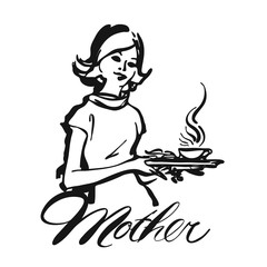 Mother Waitress serving coffee