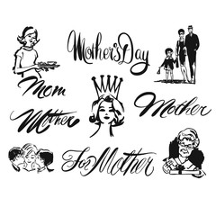 Mothers Day Lettering and Clipart Set