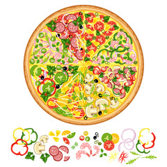Tasty Pizza, pizza with various ingredients.