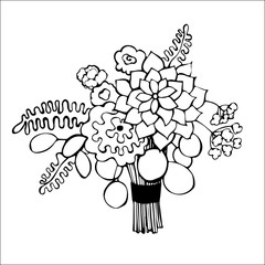 Hand drawn flowers. Bridal bouquet. Vector illustration.