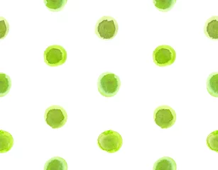 Cercles muraux Polka dot Modèle sans couture à pois verts peints à l& 39 aquarelle sur fond isolé blanc