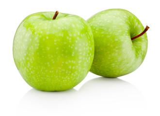 Two green apple isolated on white background