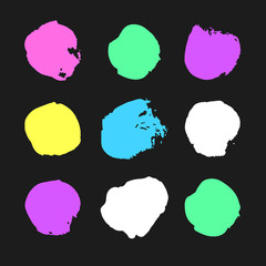 Hand drawn paint object for design use. Abstract brush drawing. Vector art illustration grunge circles