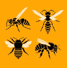 Bee and Wasp, vector illustration