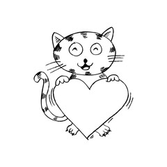 Cute cat with heart 