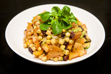 chick-pea, beet and avocado salad