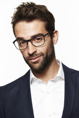 Spectacled guy in suit, portrait