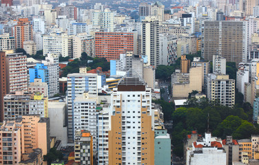 Tall buildings aerial view of Downtown Sao Paulo